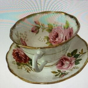 Royal Albert American Beauty Full Sized Teacup and Saucer Bone